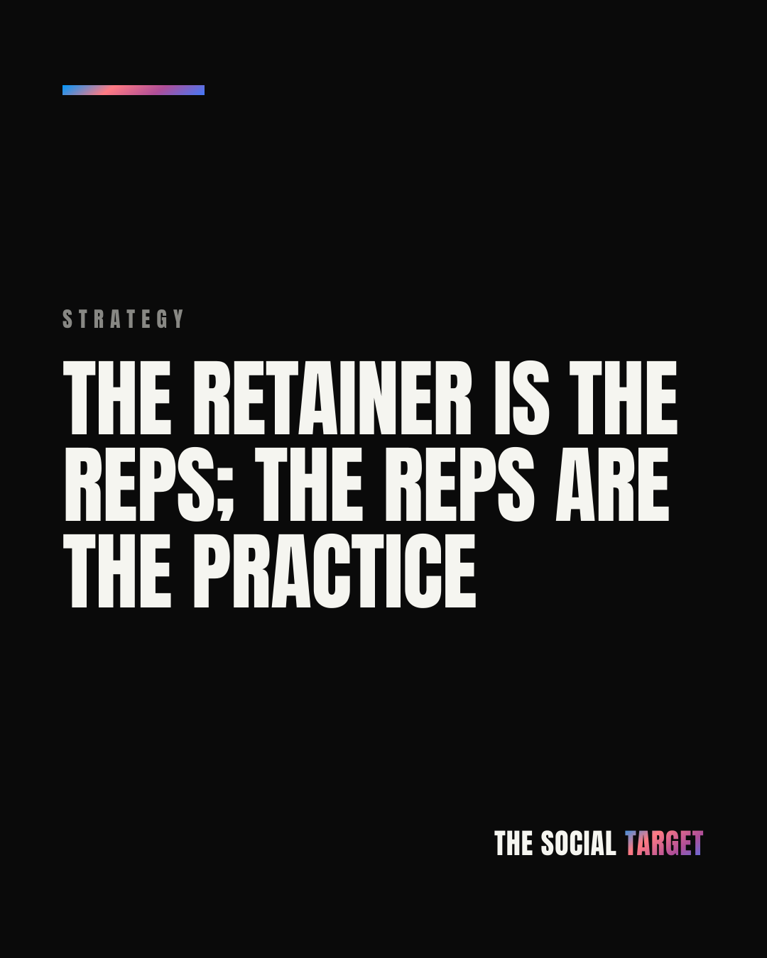 Branded card for The retainer is the reps; the reps are the practice